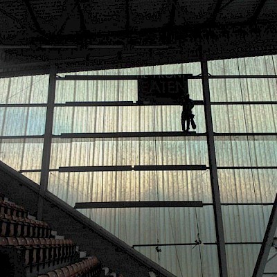 Norrie McCAthie Stand, East End Park Stadium 2012 - Industrial Rope Access