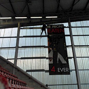 Equinox Installs Memorial Banner at East End Park Stadium